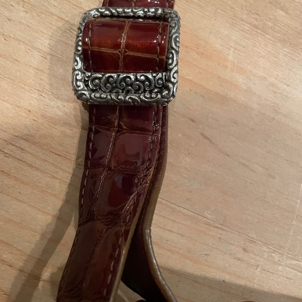 Brighton Crocodile Strap & Pocket animal silk lined silver accents Purse Bag EUC - Picture 16 of 16